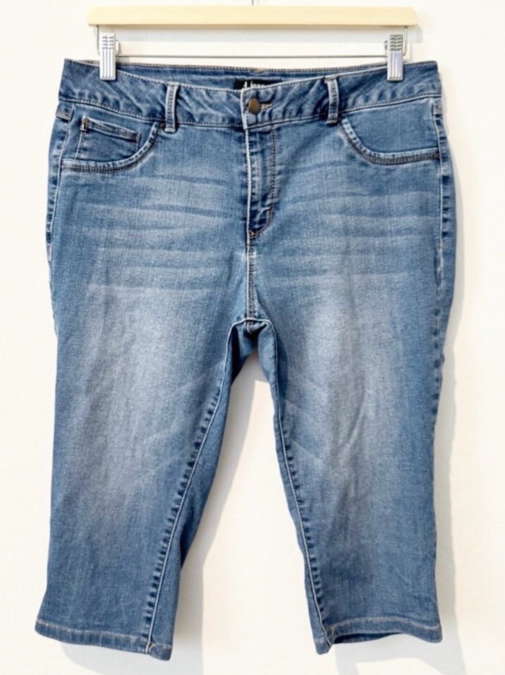 D. Jeans High Rise Denim Capri Jeans Blue Casual Boho Summer Plus Size 14 Petite